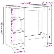 Table de bar vidaXL avec étagère noire 124 x 46 x 103,5 cm, structure en bois. - Noir - Voir 9