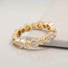 Fashionable Delicate Bezel-Set Cubic Zirconia 18K Gold Plated Women's Wedding Band Ring - Gold - View 4