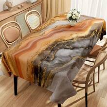 1pc Elegant Marble Tablecloth - Luxury Marble Pattern In Golden, Brown, Golden, - Easy-Clean Polyester Fabric - Rectangular Dining Table Cover For Christmas, Weddings, Home Decor - Sophisticated Table Setting, Wedding Decor, Highquality Print - Multicolor - View 4