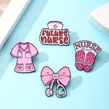 4件套护士珐琅胸针时尚装饰胸针饰品翻领包徽章珠宝礼品 - 彩色 - 查看 6