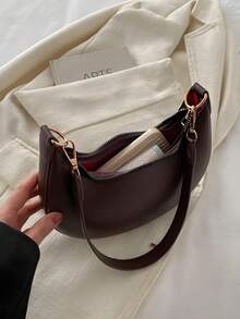 [US-Based Shipping]Coffee Brown Crescent Shaped PU Leather Shoulder Handbag, Simple & Stylish, Women, Autumn/Winter,Shoulder Bag, Moon Bag,Carteras Para Mujer,Tote Bags For Women,Totes Bags For Women,Clutch Purse,Purses And Bags,Hand Bags For Women,Handbags,Pink Purse,Wallet,Brown Purse,Bags For Women,Small Purse,Clutch Purse,Vintage,Work Bag,Gifts For Women - màu nâu - Xem 8