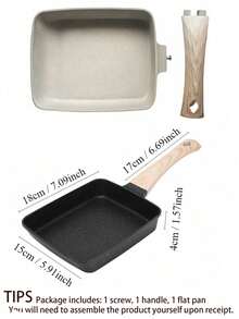 Japanese Non-Stick Frying Pan, Tamagoyaki Pan, Daily-Use Steak Pan, Multifunctional Egg Pan, Breakfast Omelette Pan, Rectangular Shatter-Resistant Pan For All Stoves. - 杏色 - 查看 6