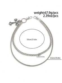 1 件时尚多层水钻链腰链，男士个性化身体链，用于裤子装饰