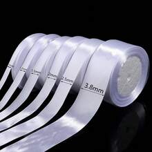 10-38毫米优雅白色缎带 - 25码，涤纶工艺胶带，适用于礼品包装和蛋糕装饰 - 白色 - 查看 2