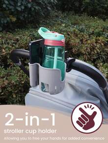 1PC Black & Grey & Pink ABS Universal 2-In-1 Cup & Phone Holder , Compatible With Most Strollers, Bikes, And Mobility Aids - Multicolor - View 1