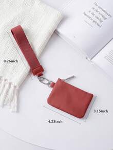 Mini Zip Around Wristlet Wallet For Women Dual Pouch Wristlet  Portable Wallet Coin Purse Mini Women Coin , Women's Wrist Lanyard Keychain With Detachable Mini Wallet & Card Holder Pouches, Ideal Christmas Stocking Stuffer Gift For Travel, Everyday Carry, Keys, Cards And Small EssentialsPocket - WineRed White - 查看 7