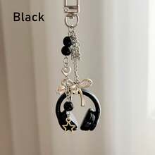 1pc Solid Color Casual Acrylic Headphone Keychain, Phone Lanyard, Bag Charm, Suitable For All Seasons - Multicolor - View 7