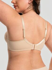 WINGSLOVE Plus Size Floral Lace Bra - Sheer Design, Wireless & Unpadded, Flattering For Larger Busts, Comfortable For Everyday Wear - Apricot - View 2