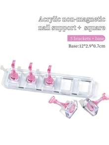 New 5Grids/Set Transparent Non-Magnetic Acrylic Nail Stand For Press On Nail Cat Eye Nail Art Practice & Display Stand Nail Holder Tool DIY Manicure Supplies - Multicolor - View 8