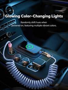 可伸缩弹簧充电线，长度可调节，超长TPE充电线，兼容 17/16/15/14/13/12系列、Moto G、Pixel及其他USB-C设备，通用高效充电适配器，礼品装，支持快速车载充电（最大可伸缩长度2米），兼容、安卓手机、相机、MP3充电器，旅行通用适配器，快速充电 - 彩色 - 查看 4