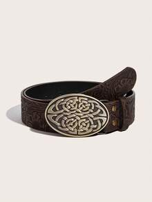 1条复古精致压纹金属棕色西部风格女士腰带，适合日常穿着、时尚造型、户外活动、街头服饰、派对、秋季、秋装、万圣节、秋冬配饰、圣诞节、情人节、返校季、万圣节、假期、毕业礼物、生日等场合。 - 交錯紋理棕色 - 查看 9