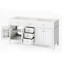 Bathroom Vanity With Sink Combo, 60″ Modern Double Sink Vanity With Solid Wood Cabinet, 3 Storage Drawers And Adjustable Shelves, 30-Min Quick Assembly - 白色 - 查看 9