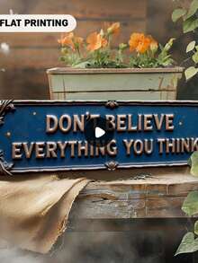 2D平面金属牌匾 - “不要相信你所想的一切”励志墙饰，精美边框和星星图案，蓝色背景，适用于酒吧、客厅、餐厅、酒店以及万圣节和圣诞节等节日。 - 彩色 - 查看 7
