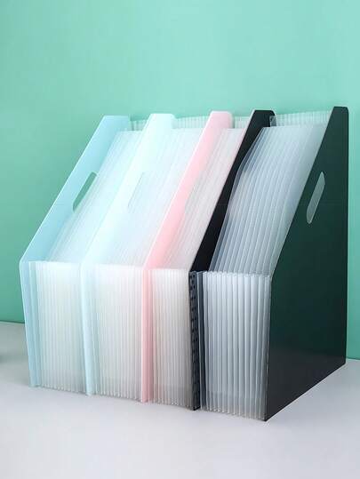 Portable Expanding File Folder Organizer For Office Home Organization Desktop File Organizer 13 Layers Large Capacity A4 Size Expandable Accordian File Folder Desktop Vertical Paper Organizer With Large Capacity Durable PP Plastic With Ergonomic Handle Sky Blue Pink Suitable Fashionable File Bag Polypropylene Material For Students' Papers And Documents Back To School Back To School School Supplies