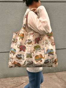 Składana torba totemowa z motywem słonia – must-have na jesień i zimę. Stylowa i poręczna, idealna na zakupy, w podróż, do szkoły i na różne inne okazje. Prosty i modny design. Jednolity kolor. Do przechowywania przyborów szkolnych. Wielofunkcyjna składana torba na zakupy. - Wielokolorowe - Zobacz 1