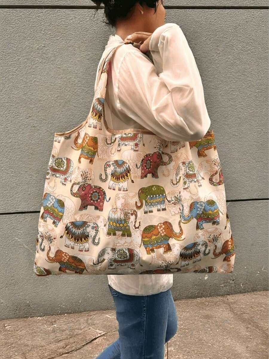 Składana torba totemowa z motywem słonia – must-have na jesień i zimę. Stylowa i poręczna, idealna na zakupy, w podróż, do szkoły i na różne inne okazje. Prosty i modny design. Jednolity kolor. Do przechowywania przyborów szkolnych. Wielofunkcyjna składana torba na zakupy. - Wielokolorowe - Zobacz 1