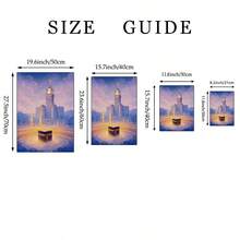 Tranh nghệ thuật treo tường phong cách Hồi giáo đêm huyền ảo & Tháp đồng hồ Mecca, tranh vẽ trên vải canvas theo phong cách Anime, tranh trang trí tâm linh cho nhà bếp, phòng khách, phòng ngủ, phòng làm việc tại nhà, quà tặng cho phái nữ, có thể mua không khung hoặc có khung. - Nhiều màu - Xem 6