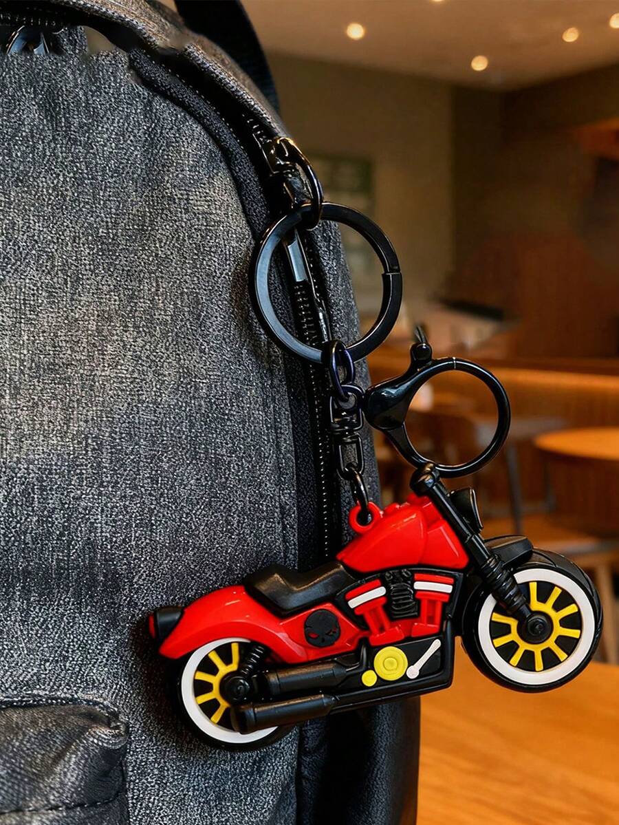 Fashionable Plastic Colorful Cartoon Motorcycle Model Keychain, Keyring, Bag Pendant, Car Decor, Accessory, Holiday, Birthday, Valentine's Day Gift - Multicolor - View 1