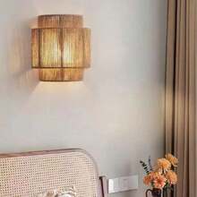 JOYINLED Wall Lamp Shade - Retro Hemp Rope Wall Lamp Shade - Handmade Woven Natural Material - Interior Decor Wall Lamp Shade, Suitable For Living Room And Rooms (Only The Lampshade) - B06 - View 7