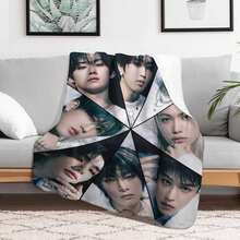 Stray K-Ids KPOP Blanket, Stray Merch, SKZOO Characters Blankets, Bedroom Bedding,Cozy Cute Gift For Stay Fandom - Black and White - View 4