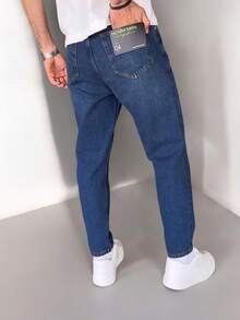 Men's Casual Everyday Commute Versatile Jeans With Pockets - Navy Blue - View 2