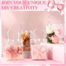 20个大号透明礼品袋，带提手，加厚可重复使用透明PVC礼品袋，适用于派对、婚礼回礼、购物、情人节、婚礼、鲜花、母亲节、礼物、新娘送礼会、毕业典礼等场合。 - 彩色 - 查看 5