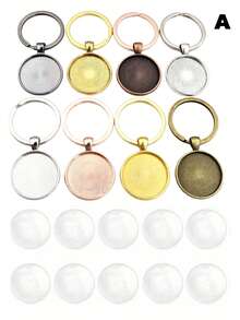 5pcs Keychain Base Pendant, Convex Gemstone Base, Keyring Charm, Time Gem Base, Suitable For DIY Keychain, Keychain, Bracelet Pendant, Bag Pendant, Earrings, Necklace, Jewelry, Ideal For Making Holiday Gifts And Valentine's Day Gifts, Charming Craft Decoration Materials - Keychain Cabochon Base - View 10