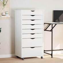vidaXL Armoire roulante avec tiroirs MOSS blanc bois de pin solide - Blanc - Voir 1