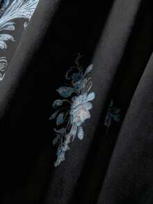 女士复古波西米亚风印花长袖衬衫，休闲时尚波西米亚风优雅春夏女士衬衫，黑色休闲女装 - 黑色 - 查看 10