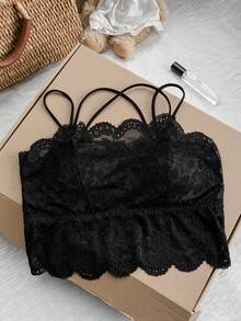 2026 Primavera/Estate Canotta corta con spalline a spaghetti in pizzo nero - Elegante e sexy top/t-shirt da donna in tessuto trasparente con motivo floreale, aderente e con schiena scoperta | Adatto per ragazze adolescenti, abbigliamento da spiaggia, strati, perfetto per San Valentino/Pasqua/Festa della Mamma/uscite serali/raduni casual del fine settimana - nero - Visualizzare 8