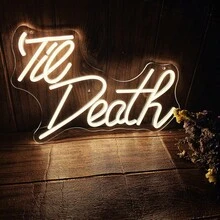 至死不渝/幸福美满/你愿意嫁给我吗霓虹灯招牌,LED霓虹灯招牌,婚礼墙面艺术装饰,USB字母发光招牌,适用于订婚、生日、周年纪念、求婚派对、情人节、房间装饰、送给爱人的结婚礼物,易于悬挂。 - 多色光 - 查看 15