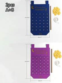 1pc Bohemian Style Felt Countdown Calendar, Star & Moon Theme Hanging Decor, Colorful Ritual Tracker, Suitable For Home, Holiday Decoration, DIY Celebration, Unique Countdown Wall Decor - Multicolor - View 13