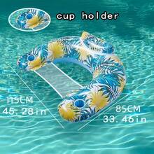 1pc Inflatable Floating Bed, Portable Foldable Air Mattress, Suitable For Swimming Pool, Beach And Lake, Durable PVC Material, Ergonomic Design, Mixed Color (Blue & White), Applicable For Pond Party, Inflatable Swimming Ring, Swimming Pool Inflatable Accessories, Essential For Vacation - One Size - View 9