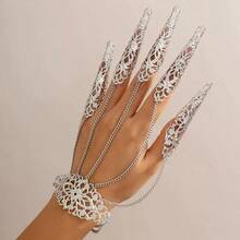 Silver Openwork Floral Plate Finger Sleeve/finger Chain