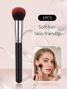 1pc Multifunctional Soft Fiber Powder Brush, Blush Brush, Contour Brush, Setting Brush, Diffuser Brush - Applies Makeup Evenly Without Powder Dispersal - Black - View 4