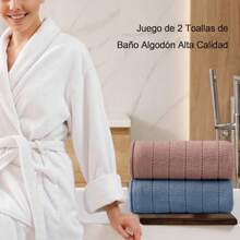 Juego de toallas de baño 2 pack alta calidad 100% algodón toalla de baño altamente absorbentes de secado rápido para múltiples aplicaciones color rojo y azul - Rojo + Azul - Ver 8