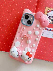 Sanrio Cute Pink Sweet Girl KT Cat Pendant Charm Compatible With Apple 17 Phone Case, 15 Pro Max New Model, Full Coverage, Anti-Fall Soft Silicone 14 Pro, 16 Pro Protective Cover, 13 - Multicolor - View 4
