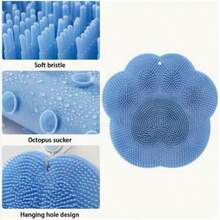 1pc/3pcs Shower Foot And Back Massage Scrubber - Non-Slip Easy-To-Clean Bath Massage Mat, Enhances Exfoliation, Relaxes Body And Mind, Silicone Slouchy Back Scrubber, Suction Cup Back Scrubber, Foot Scrub Mat, Reusable Foot And Back Bathing Exfoliating Mat, 11.81inch Soft Plastic/Rubber Mat, No Power Needed, Bathroom Washing Mat (Stripes May Vary Slightly, Does Not Affect Use) - Multicolor - View 4