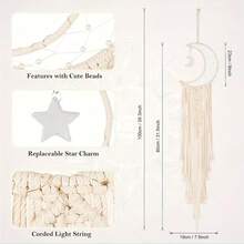 1 pezzo Decorazione da appendere a parete con combinazione di luna e stelle, artigianale, arazzo intrecciato a forma di acchiappasogni lunare, decorazione da parete per ingresso, stanza, soggiorno, casa, camera da letto, sfondo, vacanze, celebrazione del Ramadan, decorazione luna, decorazione stelle, decorazione Ramadan, decorazione matrimonio, decorazione Capodanno, sfondo per feste, decorazione scolastica, decorazione artistica, adatto come regalo di vacanza per nonni, mamma, donne - Multicolore - Visualizzare 4