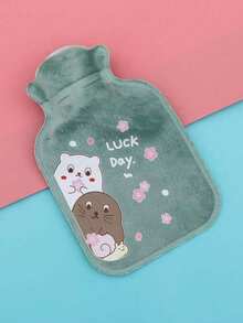 1pc Cute Cartoon Animal Flocked Large Heating Pad, Refillable, Anti-Explosion, Anti-Leakage, Can Be Used For Hand Warmer And Belly Warmer, Soft And Warm Water Bottle - Multicolor - View 5