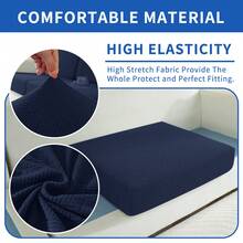 YSTYLE 1 Piece Solid Color Sofa Cover, Modern Stretch Polyester Universal Non-Slip Washable Soft Stain Resistant Sofa Cushion Covers For Living Room - Navy Blue - View 6