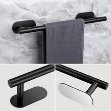 1pc Luxury Gold Stainless Steel Self-Adhesive Towel Bar - Easy Installation Without Drilling, Wall-Mounted Towel Rack, Elegant Bathroom Decor, Bathroom Towel Holder, Bathroom Accessories, Adhesive Towel Rack, Wall-Mounted Bathroom Towel Rack, Bathroom Storage, Towel Hook, Towel Shelf, Bathroom Organizer, Bathroom Furniture, Bathroom - Multicolor - View 3
