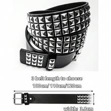 Punk Rock Studded Belt For Women & Men Gothic Pyramid Spike Belt With Metal Buckle Edgy Grunge Accessory For Jeans, Daily Commute And Alternative Fashion - màu đen - Xem 3