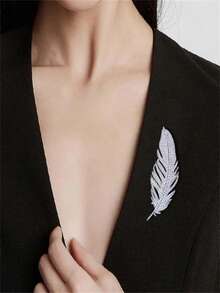 Luxury Exquisite Full Rhinestone Feather Brooches For Women Girls Elegant Temperament Brooch Fine Jewelry Accessories Gifts - 金子 - 查看 1