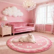 1 tấm thảm tròn mềm mại, êm ái, trang trí nơ hồng trắng, thích hợp cho phòng khách, phòng ngủ, lối vào, nhà bếp, cạnh giường ngủ. Thảm trang trí nhà cửa bền chắc, chống bụi, quà tặng năm mới cho gia đình và bạn bè. - Nhiều màu - Xem 4