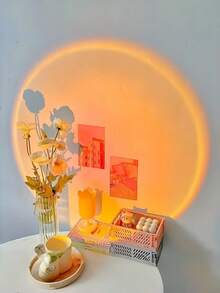 Đèn chiếu LED màu đỏ hoàng hôn có thể điều chỉnh 360°, tạo hiệu ứng ánh sáng ấn tượng, sử dụng nguồn USB, chất liệu ABS, thích hợp trang trí tường phòng ngủ, phòng khách, không cần pin. - Nhiều màu - Xem 4