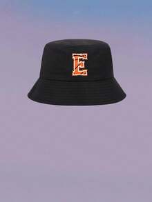 1顶儿童男女通用个性化26字母渔夫帽，时尚户外遮阳帽，适合春、夏、秋、冬日常佩戴，是生日、节日礼物和游戏活动的理想之选。 - 黑色 - 查看 15