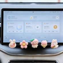5 Sets Of Cute Little Rabbit Flower Sets. Car Center Console Ornaments, Used To Beautify Your Computer Desktop. Can Be Used For Decoration On Car Dashboards, Office Computer Screens, Or Desktop Small Ornaments (Including Non-Staining Glue Particles)