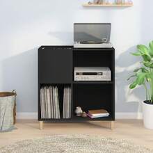 vidaXL Armário de discos 84,5x38x89 cm engenharia madeira preto - Preto - Ver 3