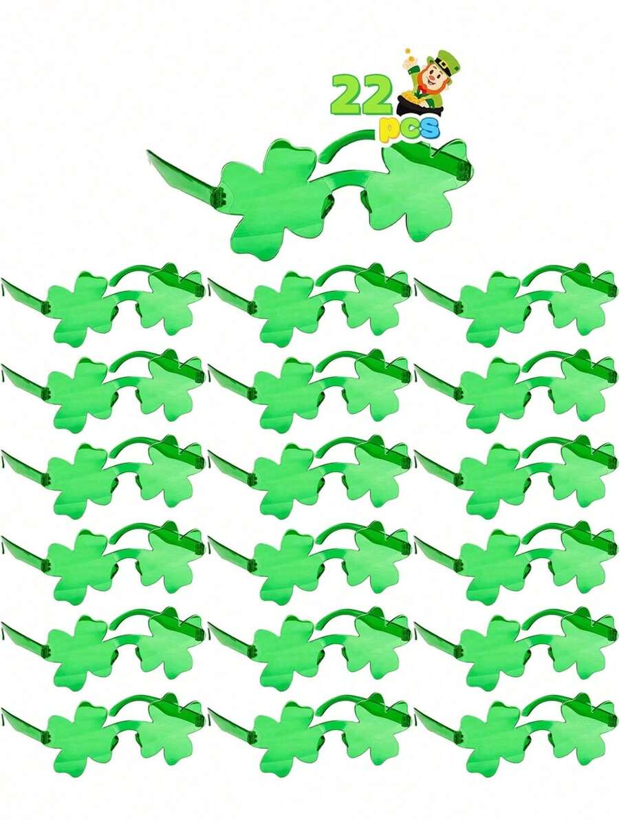 2/6/16/22pcs St. Patrick's Day Shamrock Glasses - Fun Green Party Glasses, Suitable For Holiday Celebrations - Multicolor - View 1